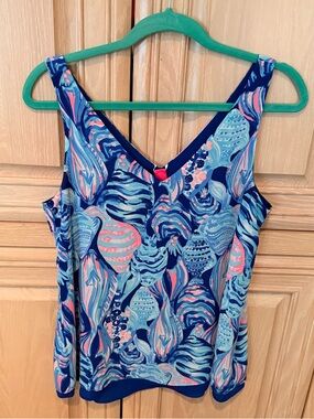 EUC Lilly Pulitzer Florin Top Reversible Twilight Blue Scale Up